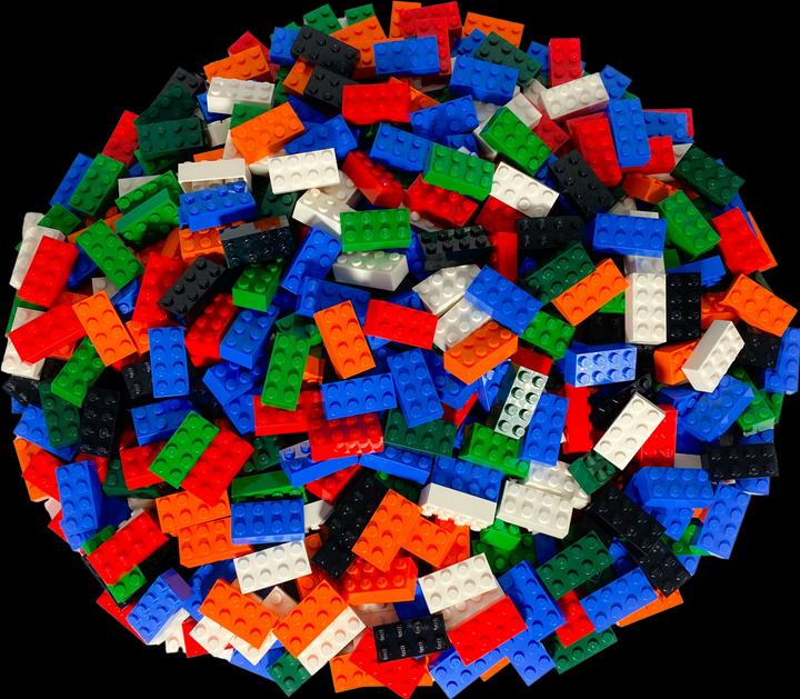 Actual product image LEGO 2x4 bricks colorful - 1000 pieces - Colorful bricks 3001 (3001, LEGO Accessories)