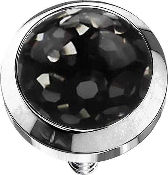 Immagine prodotto Star Piercing Dermal Anchor con cupola di cristallo e rivestimento protettivo epossidico nero (senza ottone, Acciaio chirurgico 316L)
