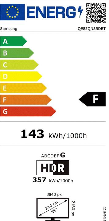 Energie-Label Samsung QE85QN85DBT (85", QN85D, NeoQLED, 4K, 2024)