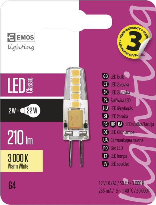 Produktbild Emos LED Lampe Classic JC / G4 / 1,9 W (21 W) / 200 lm / Warmweiss (G4, 2 W, 200 lm, 1 x, F)