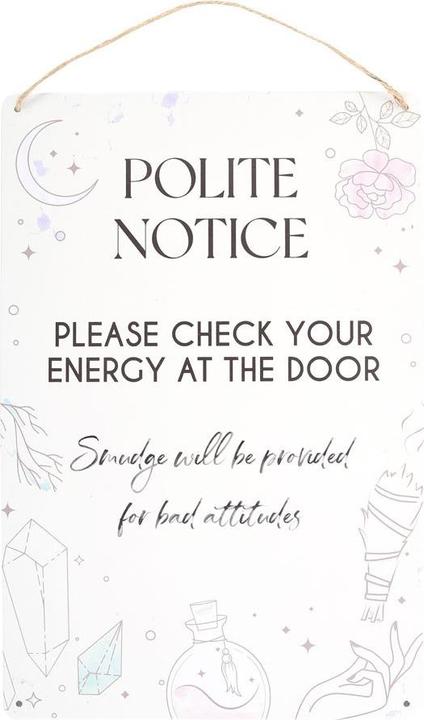 Image du produit Something Different Check Your Energy At The Door Plaque à suspendre en métal