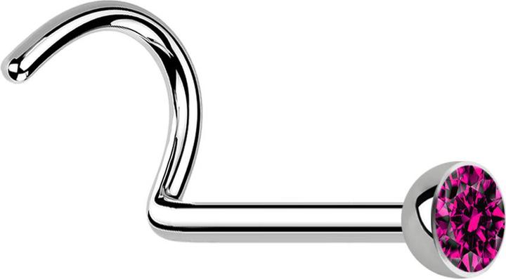 Produktbild Star Piercing Nasenstecker gebogen silber mit Kristall fuchsia (Chirurgenstahl 316L, ohne Messing)