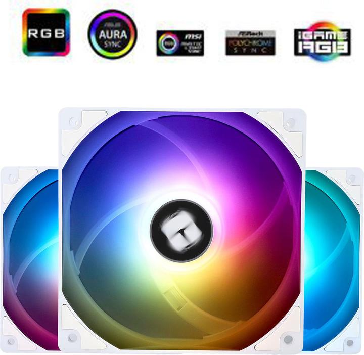 Actual product image Thermalright TL-C12CW-S ARGB - White (3-pack) - Kabinet køler - 120 mm - Hvid med RGB - 26 dBA (120 mm, 3 x)