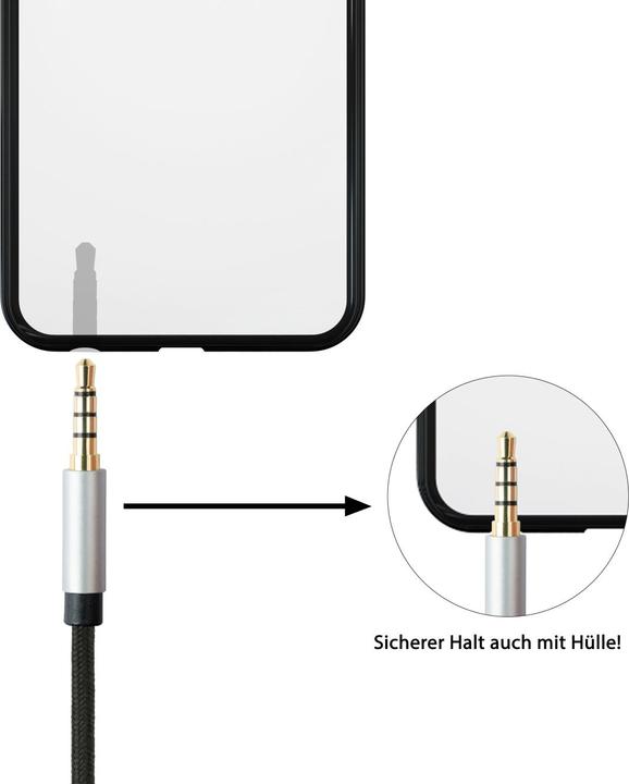 Produktbild Python Audio Anschlusskabel High-Quality, 4-poliger 3,5mm Klinkenstecker an Klinkenstecker gewinkelt, Texti (3 m, 3.5mm Klinke (AUX))