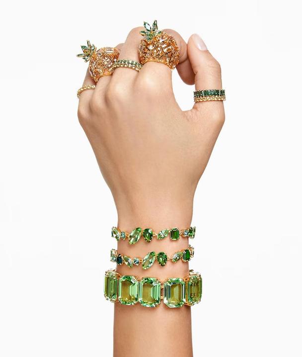 Produktbild Swarovski Matrix Ring Baguette Schliff Grün Gold (60)