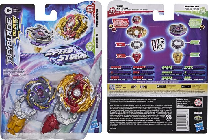 Image du produit Hasbro Beyblade Burst Surge Speedstorm World Spryzen S6 et Betromoth B6 (Allemand, Français, Italien, Anglais, Espagnol, Polonais, Russe, Néerlandais, Turc, Hongrois, Tchèque, Grec, Bulgare, Ukrainien, Croate, Slovaque)