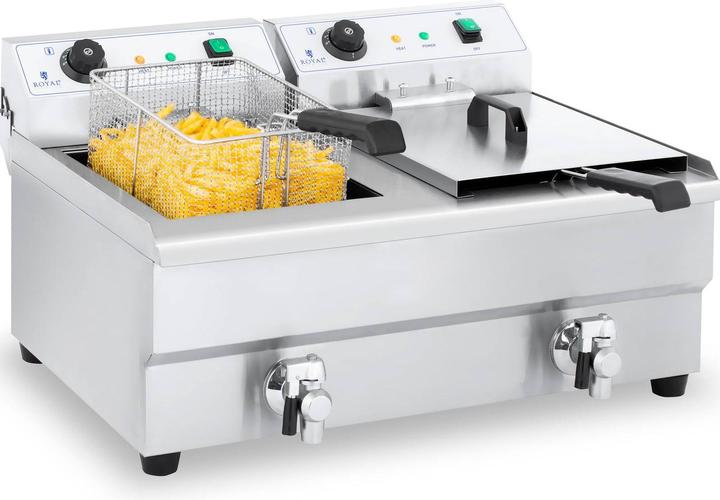 Actual product image Royal Catering Electric Deep Fryer - 2 x 16 Litres with Drain Tap