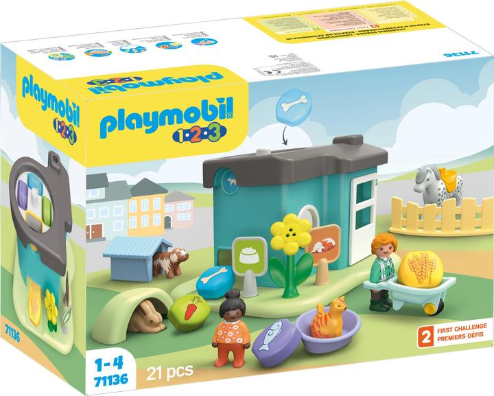 Actual product image Playmobil 71136 1.2.3: Pet boarding with food dispenser (71136, Playmobil 1.2.3)