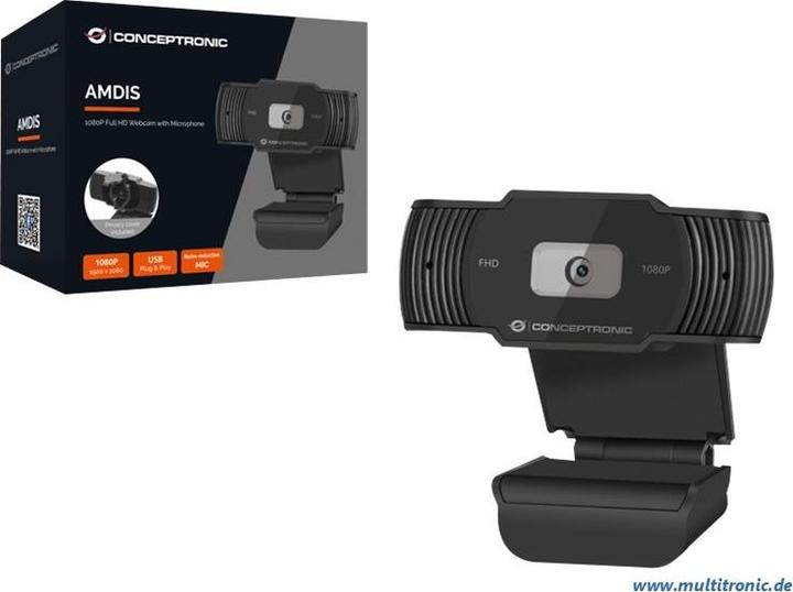 Actual product image Conceptronic Webcam AMDIS 1080P Webcam+Microphone sw (2 Mpx)