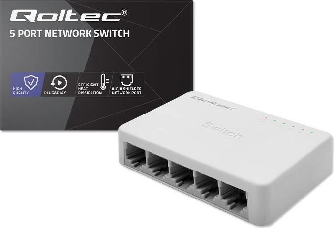 Produktbild Qoltec Netzwerk Switch 5xRJ45 Port 1000Mbps LAN (5 Ports)
