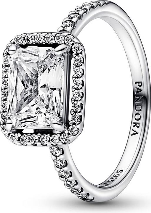 Pandora Rectangular Sparkling Halo Ring