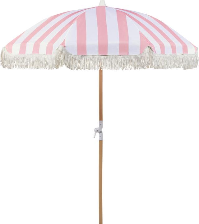 Beliani Parasol ⌀ 150 cm pink / white with valance MONDELLO (1.50 m)