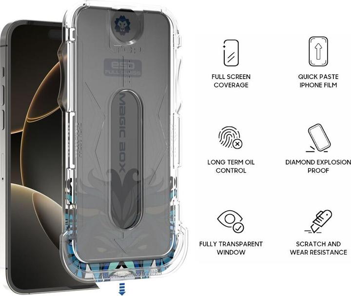Actual product image Lito Armoured glass privacy incl. installation tool (1 Piece, Apple iPhone 16 Pro Max)