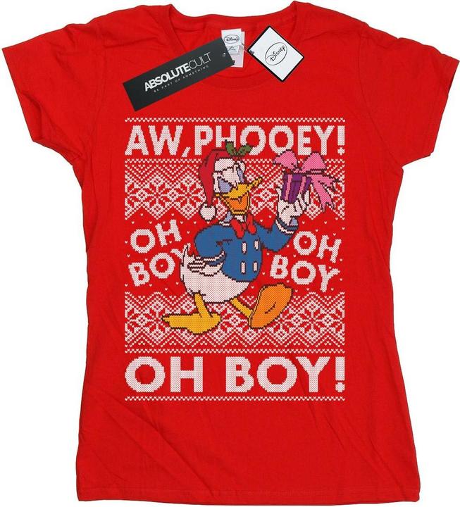 Actual product image Disney Womens/Ladies Donald Duck Christmas Fair Isle Cotton T-Shirt (XXL)