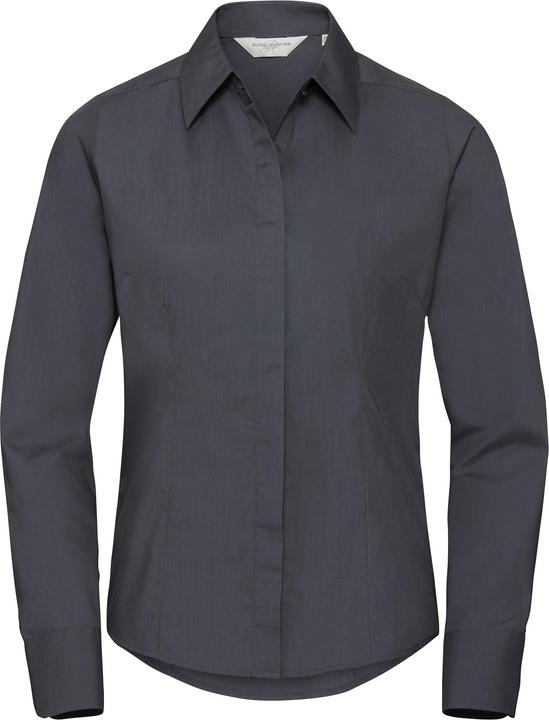 Russell Collection Popelin Bluse Hemd Langarm pflegeleicht tailliert