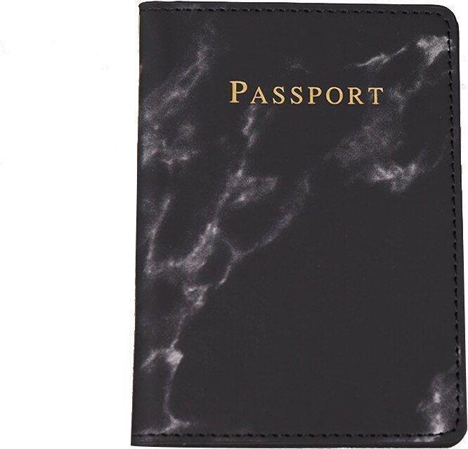 JTI Marmorierte Reisepasshülle - schwarz (Tasche)