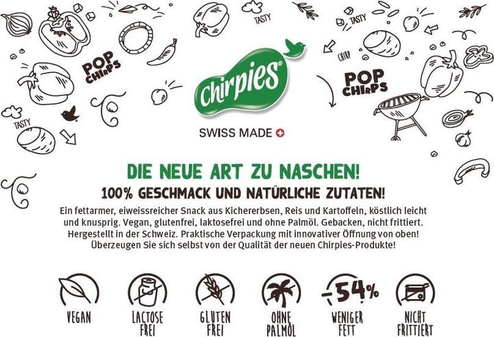 Nährwerte und Zutaten Chirpies Pop Chirps PAPRIKA Snack aus Kichererbsen Box (85 g)