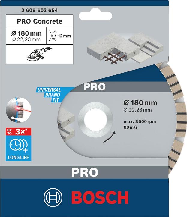 Produktbild Bosch Professional Zubehör PRO Concrete Diamanttrennscheibe, 180 x 22,23 mm