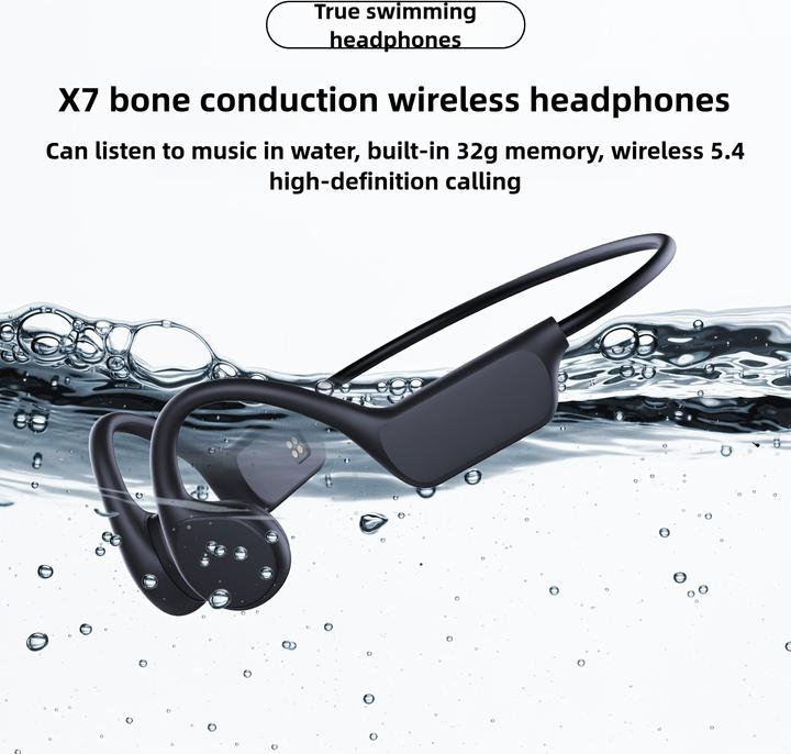 Immagine prodotto PhoneLook Bluetooth 5.4 Wasserdichte kabellose Knochenleitungs-Kopfhörer für Sport und Schwimmen mit 32 GB int (Senza fili)