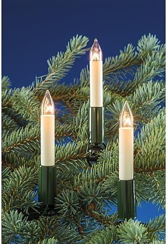 Immagine prodotto Hellum Lichterkette Schaftkerze 15 Kerzen klar für innen Schaft/Kabel grün 12,8m elfenbein (12.80 m)