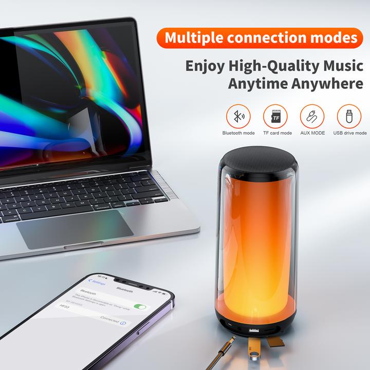 Immagine prodotto Qere Altoparlante Bluetooth 5.3 HF33 10W 3D Surround Sound Luce LED IPX5 e USB-C (5 h)