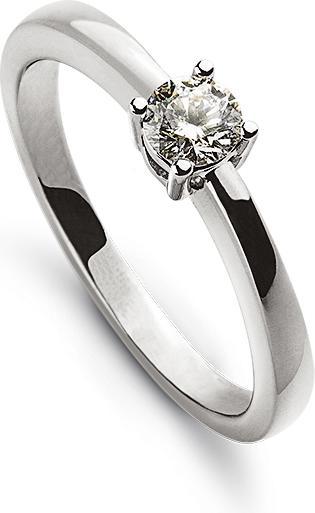 Muau Solitaire ring 4-handle setting white gold 750, brilliant 0.15ct. (54, 950 Platin)