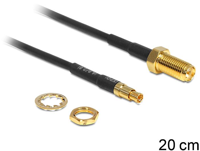 Immagine prodotto Delock Adattatore RP-SMA per l'installazione > Spina TS-9 (0.29 dB, Cavi antenna)