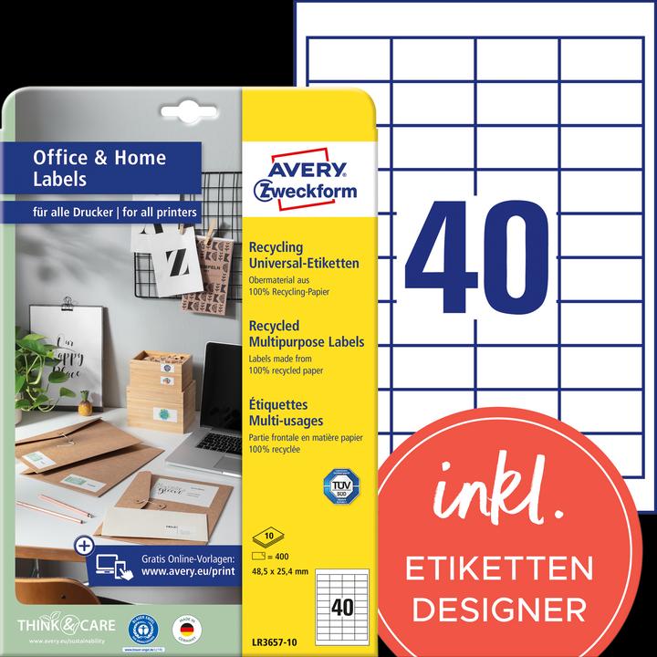 Image du produit Avery Étiquettes universelles recyclées