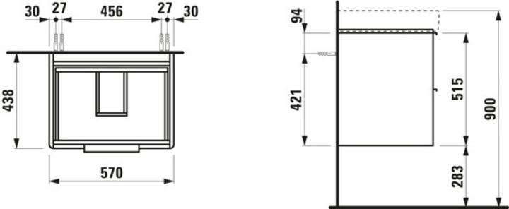 Produktbild Laufen Base Waschtischunterschrank, 2 Schubladen, 570x440x530mm, für Waschtisch H810963, H402232110 (57 x 44 x 53 cm)