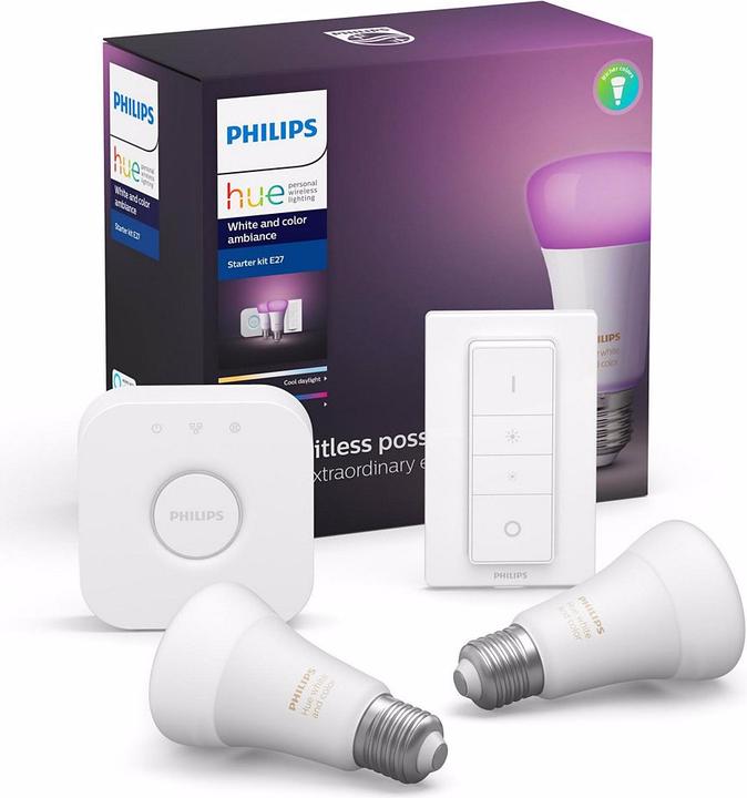 Actual product image Philips Hue White & Color Ambiance BT starter kit (E27, 9 W, 806 lm, 2 x, F)