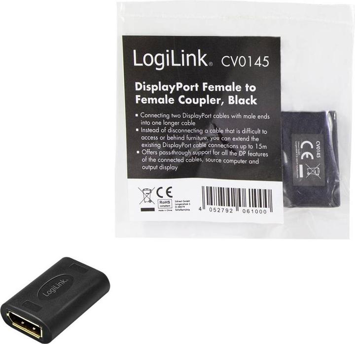 Actual product image LogiLink DisplayPort adapter, DP coupling (4.08 cm)