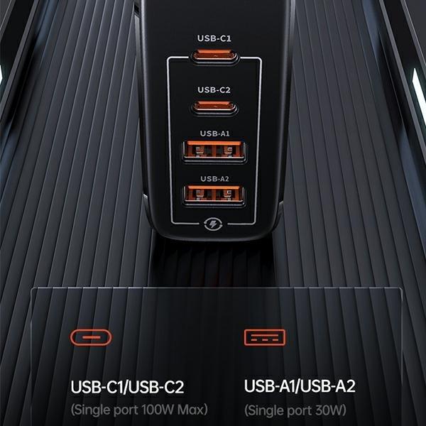 Actual product image Usams 4 Ports GaN Fast Charger (100 W)
