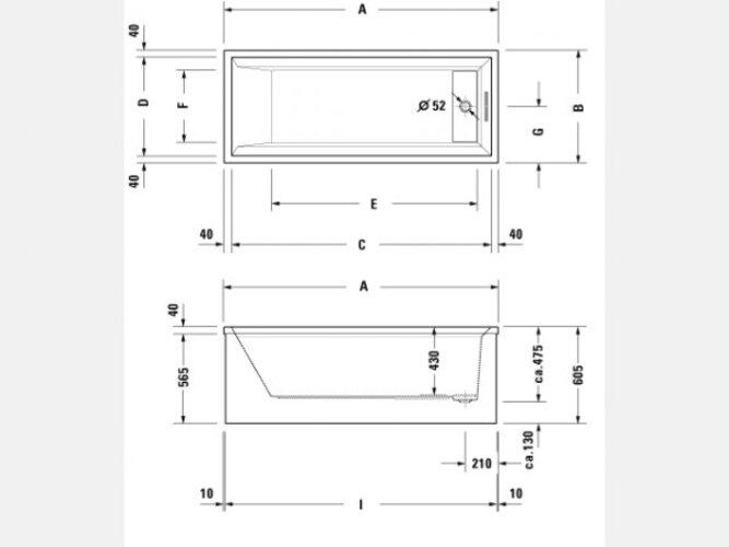 Actual product image Ideal Standard Connect Air shower bath 1700x800mm, right, E113501