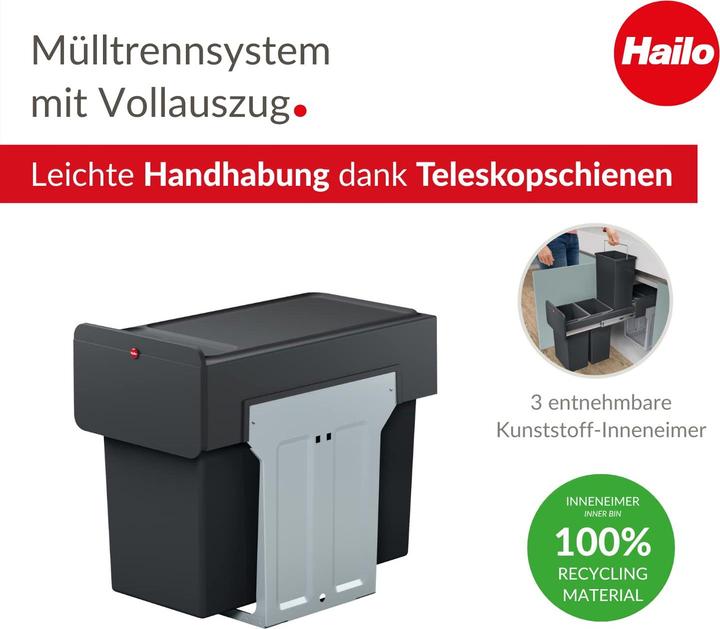Produktbild Hailo EcoLine Design Trio L Einbausystem (30 l)