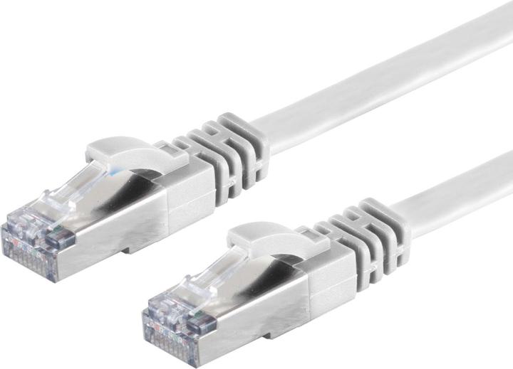 Image du produit S-Impuls Lot de 2 câbles réseau Cat 7, câble plat, 2x RJ45 mâles, blanc, 15 m (U/FTP, CAT6a, 15 m)