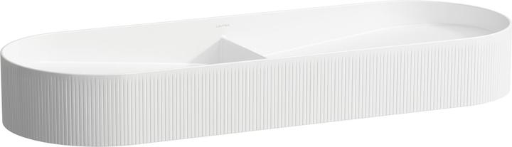 Actual product image Laufen Running Sonar double washbasin bowl with texture, without tap hole, without overflow, 1000x370mm, in (370 mm, 1000 mm)
