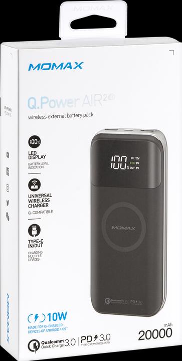 Actual product image Momax Q.POWER AIR 2+ Wireless External Battery Pack 20,000mAh (PD 18W + QC3.0 + 10W Wireless)