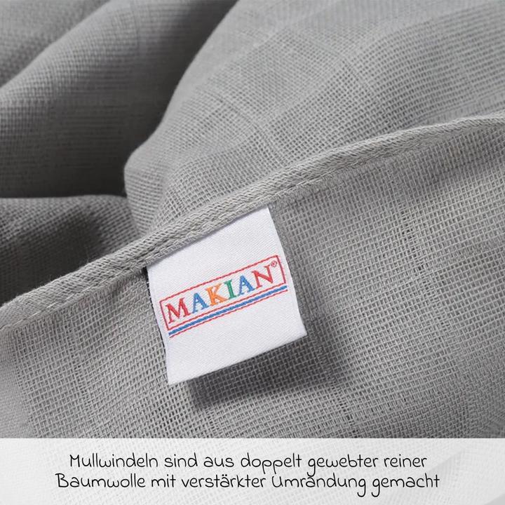 Actual product image Makian Muslin nappies & muslin cloths Muslin nappy / muslin cloth 10 pack 80 x 80 cm - Grey (80 cm, 80 cm)