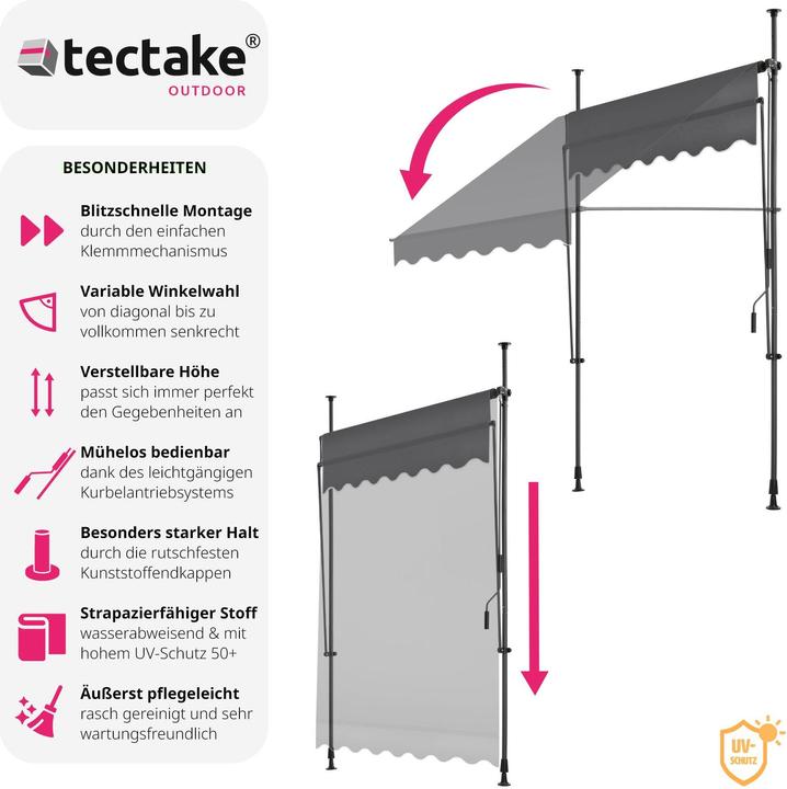 Produktbild tectake Klemmmarkise (1.50 m)