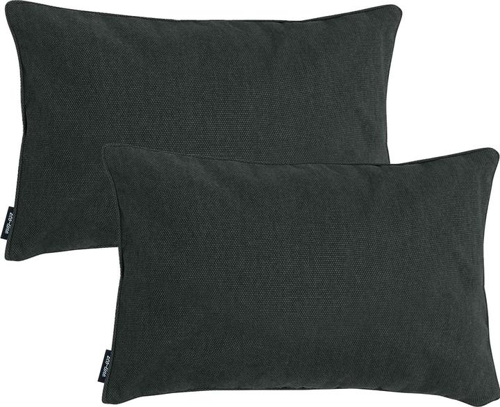 Produktbild Madison 2er-Set Deko-Kissen wasserabwesend, bequemes Outdoorkissen, dunkel grau, 50 x 30 x 10 cm (50 x 30 x 10 cm)
