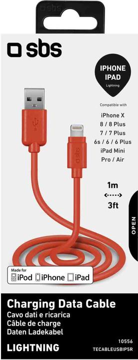 Image du produit SBS Câble de données USB 2.0 - Apple Lightning (1 m, USB 2.0)