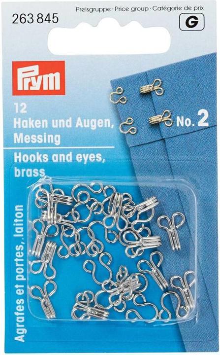 Image du produit Prym Crochets et yeux de plumes, argent n° 3, carte 12 pcs.