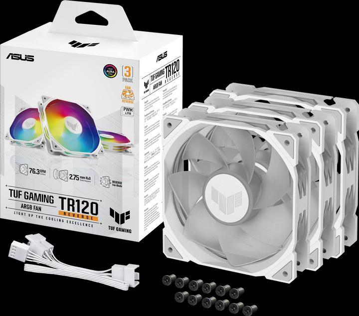 Produktbild ASUS Fan TUF GAMING TR120 FAN ARGB REV WHT 3IN1 (120 mm, 3 x)