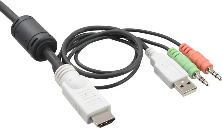 Actual product image InLine KVM Switch 2-fold HDMI USB with audio and integrated cable sets 0,9m white