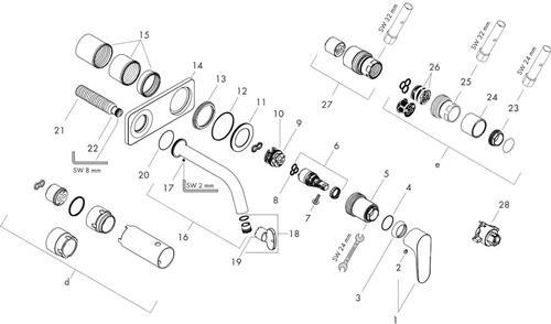 Actual product image Axor Citterio M Single lever flush-mounted basin mixer with plate and long spout Wall moun