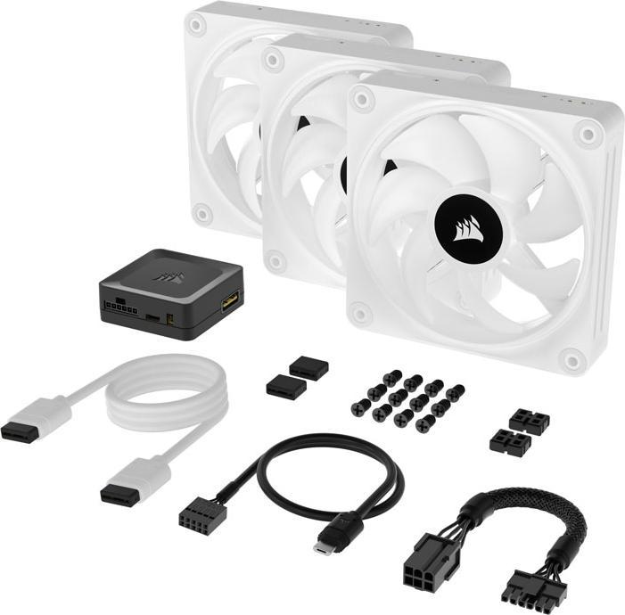 Productafbeelding Corsair iCUE LINK QX120 RGB 120 mm PWM ventilator (wit, starterkit) (120 mm, 3 x)