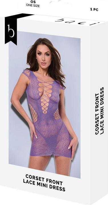 Image du produit Baci XGEN Corset Avant Dentelle Mini Robe - Violet (One Size UK 2-14) - Dentelle Mini Dre élégante et (Taille unique)