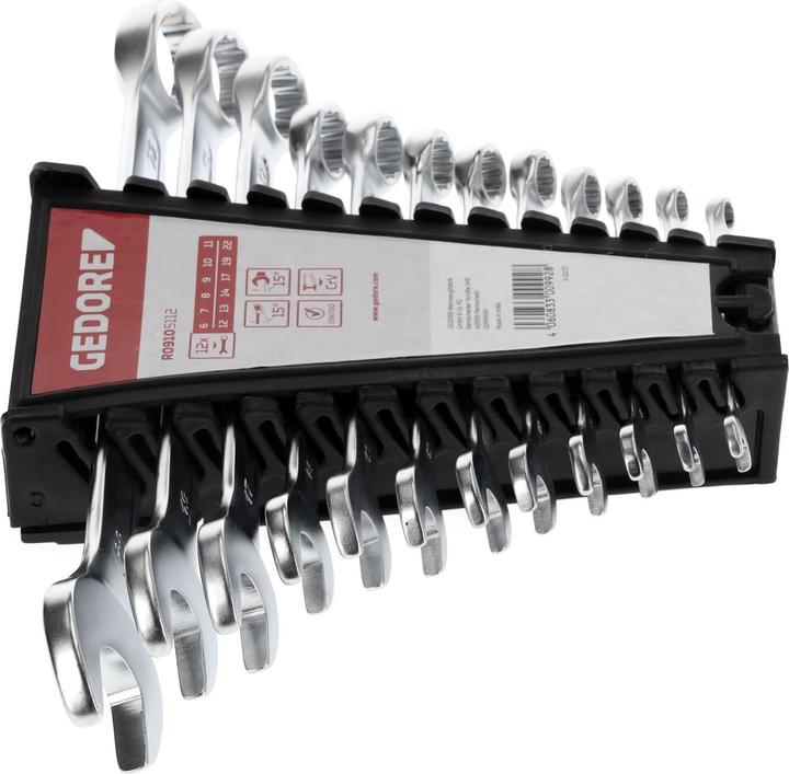 Actual product image Gedore Red red Combination spanner set, 12 pieces, SW 6-22, chrome vanadium steel, silver (19 mm, 12 mm, 24 mm, 14 mm, 22 mm, 16 mm, 23 mm, 10 mm, 21 mm, 18 mm, 27 mm, 17 mm, 11 mm, 15 mm, 26 mm, 8 mm, 28 mm, 9 mm, 29 mm, 13 mm, 20 mm, 25 mm)