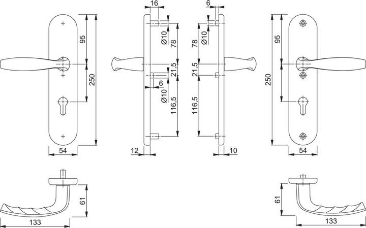 Actual product image Hoppe Protection set New York 1810H/3331/3410 Aluminium F1 92 mm 67-72 mm (Door handle)