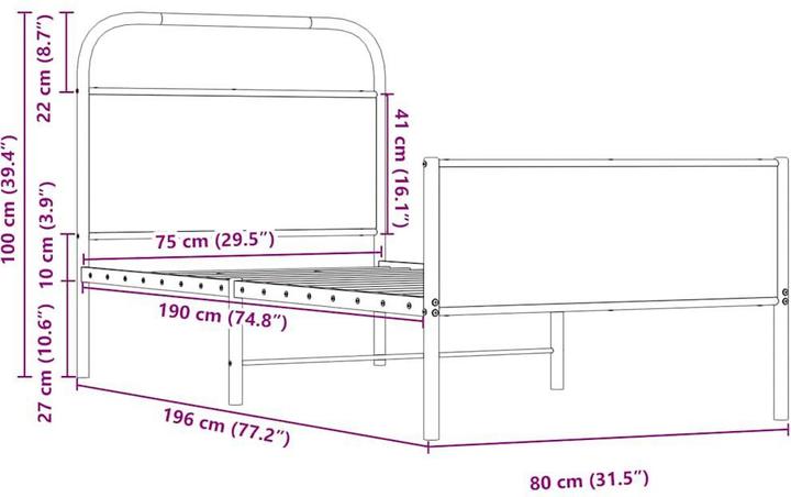 Immagine prodotto VidaXL Struttura letto senza materasso 75x190 cm in legno di rovere Sonoma (75 x 190 cm)